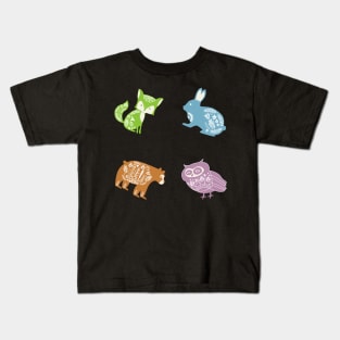 Pastel Woodland Creatures Sticker Sheet (4pcs) Kids T-Shirt